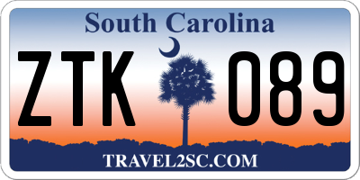 SC license plate ZTK089