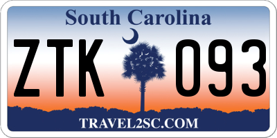 SC license plate ZTK093