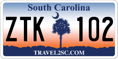 SC license plate ZTK102