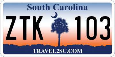 SC license plate ZTK103