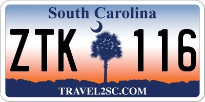 SC license plate ZTK116