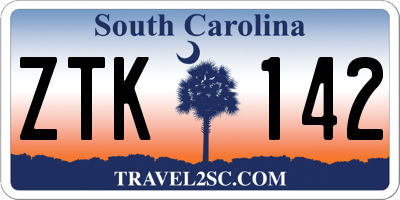 SC license plate ZTK142