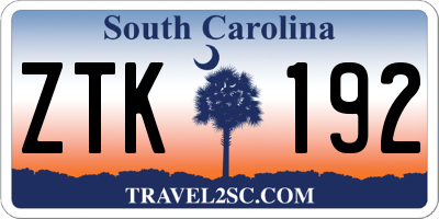 SC license plate ZTK192