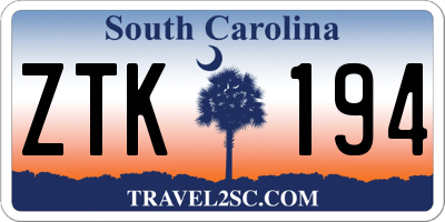 SC license plate ZTK194