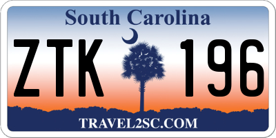 SC license plate ZTK196