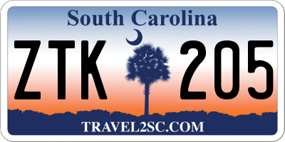 SC license plate ZTK205