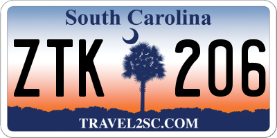 SC license plate ZTK206