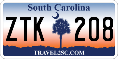 SC license plate ZTK208