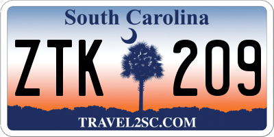 SC license plate ZTK209