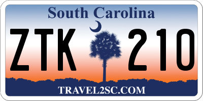 SC license plate ZTK210