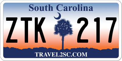 SC license plate ZTK217