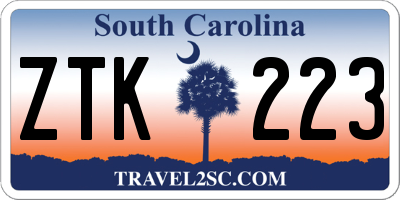 SC license plate ZTK223