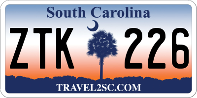 SC license plate ZTK226