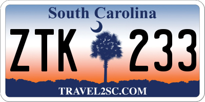 SC license plate ZTK233