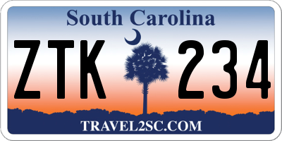 SC license plate ZTK234