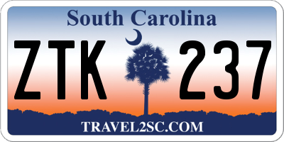 SC license plate ZTK237