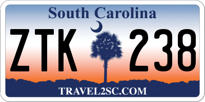 SC license plate ZTK238