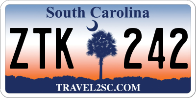 SC license plate ZTK242