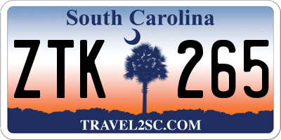 SC license plate ZTK265
