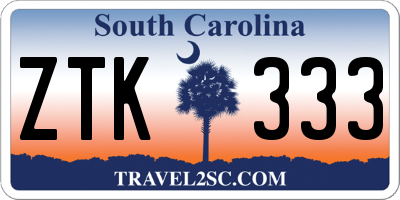 SC license plate ZTK333