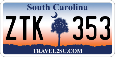 SC license plate ZTK353