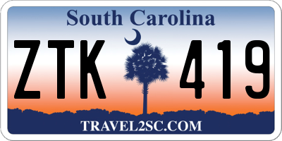 SC license plate ZTK419