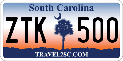 SC license plate ZTK500