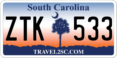 SC license plate ZTK533