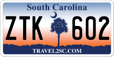 SC license plate ZTK602