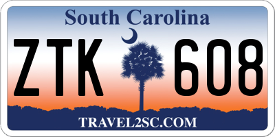 SC license plate ZTK608