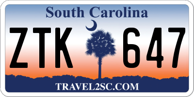 SC license plate ZTK647