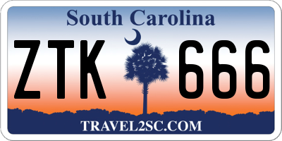 SC license plate ZTK666