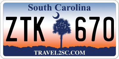 SC license plate ZTK670