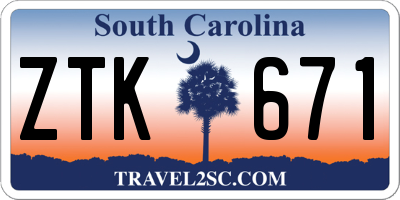 SC license plate ZTK671