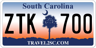 SC license plate ZTK700