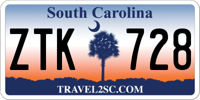 SC license plate ZTK728