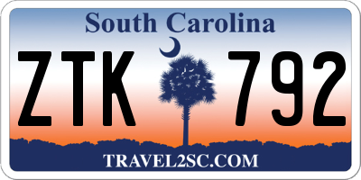 SC license plate ZTK792