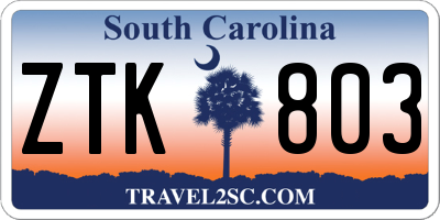 SC license plate ZTK803