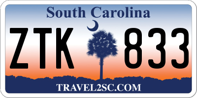 SC license plate ZTK833