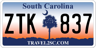 SC license plate ZTK837