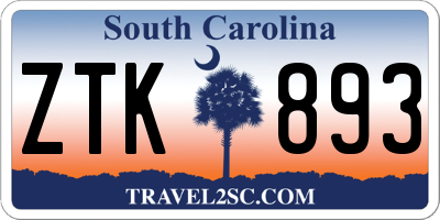 SC license plate ZTK893