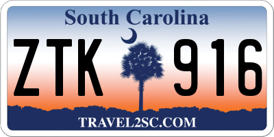 SC license plate ZTK916