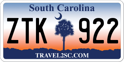 SC license plate ZTK922