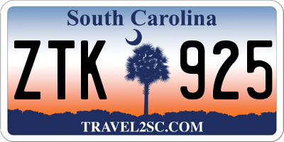 SC license plate ZTK925