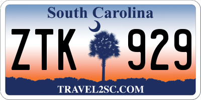 SC license plate ZTK929