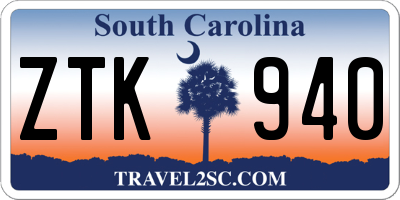 SC license plate ZTK940