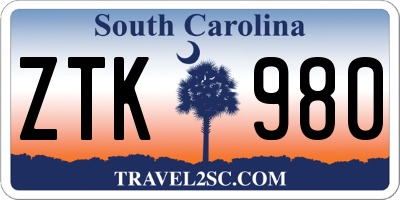 SC license plate ZTK980