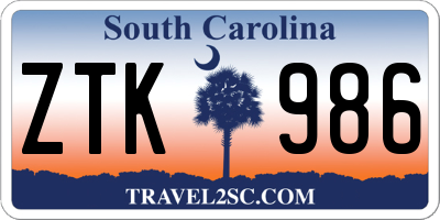 SC license plate ZTK986