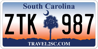 SC license plate ZTK987