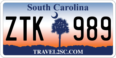 SC license plate ZTK989